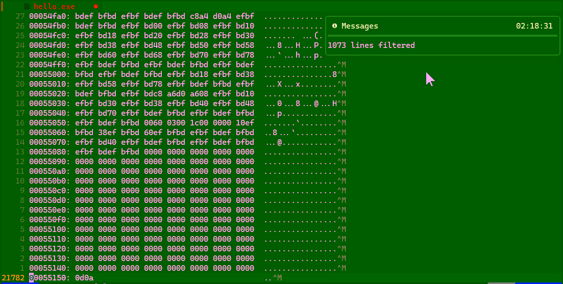 Neovim 执行 :%!xxd 的结果（末尾）